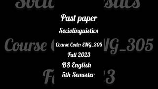 Sociolinguistics ENG 305 5th Semester PU Affiliated Colleges [upl. by Eimaraj]