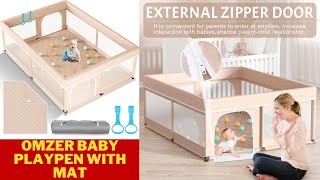 Omzer Baby Playpen with Mat  Playpen for Babies and Toddlers  Safety Playard for Baby with Gate [upl. by Dyolf497]