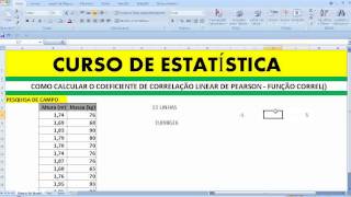 Coeficiente de Correlação Linear Pearson Regressão ESTATÍSTICA Cálculo Diagrama dispersão Função COR [upl. by Ytomit]