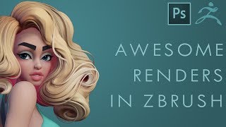 Awesome Renders in Zbrush and Photoshop  60 Second Tutorial [upl. by Lamberto]