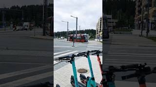 Red Tram tram tramway shortsvideo trainspotting train tramlines shorts [upl. by Ehtyaf]