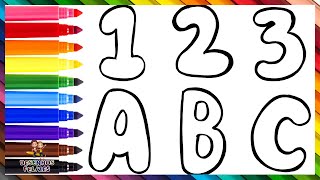 Desenhar E Colorir Letras E Números Abc E 123 Arco íris 🔠🔢🌈 Desenhos Para Crianças [upl. by Akcinahs]