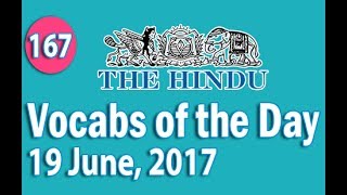 Daily The Hindu Vocabulary 19 June 2017  Learn 10 New Words with Tricks  Day167 [upl. by Ujawernalo]