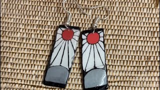 Tanjiro earrings ✨ Perfect gift idea for demon slayer fans✨ [upl. by Andi450]