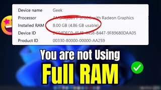 FIX quotAll RAM Not Fully Usablequot in Windows 1011  3 Best FIX✅ [upl. by Nessnaj]