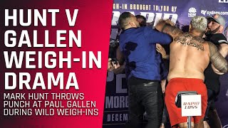 Mark Hunt Throws Punch At Paul Gallen During Wild WeighIns  Sydney Superfight [upl. by Jr]