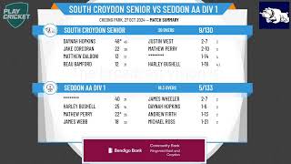 South Croydon Senior v Seddon AA Div 1 [upl. by Antonietta]