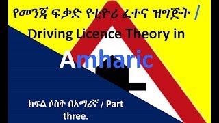 የመንጃ ፍቃድ የቲዮሪ ፈተና ዝግጅት በአማሪኛ Driving Licence in Amharic 4 Habesha Ethiopians  Erterians [upl. by Derag]