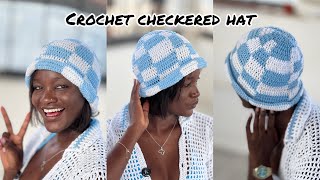 How to crochet a checkered hatEasy crochet hat [upl. by Ijic]