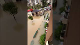 Rains in Chile completely flood pool amp courtyard chile flood rain [upl. by Adnolrehs]