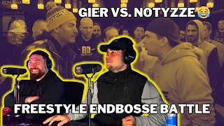 GIER VS NOTYZZE 🎉 DEUTSCHE FREESTYLE RAP ENDBOSSE  BRB REACTION [upl. by Arathorn8]