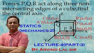 Forces PQR act along three nonintersecting edges of a cube find the central axis [upl. by Amando]