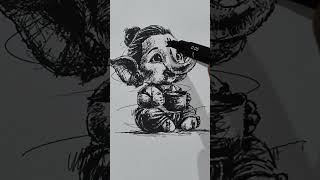 Easy Ganapati drawing in ballpen 🙏🌺 art artvideo drawing ganapati ganapatidrawing shorts [upl. by Negah]