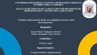 El análisis institucional desde sus múltiples factores sobre determinantes  Comp Organizacional [upl. by Tega986]