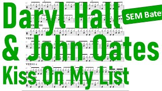 Kiss On My List  Daryl Hall amp John Oates  SEM BATERIA Drum Sheet Music  Partitura [upl. by Aitret501]