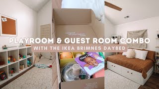 Playroom Guest Room Combo with the IKEA Brimnes daybed  Lovevery Review [upl. by Jinny]