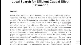 Local Search for Efficient Causal Effect Estimation [upl. by Fronniah]