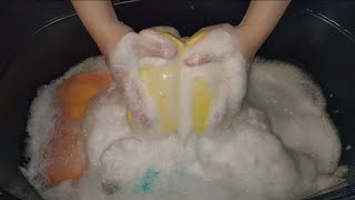 ASMR Very Sudsy Sponge  Loofah Squeezing w LUX Body Wash [upl. by Notanhoj]