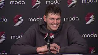 Donovan Clingan Postgame Interview  Portland Trail Blazers 124 Utah Jazz 86 [upl. by Forras]