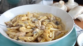 💚 Pasta cremosa con champiñones y pollo EN POCOS MINUTOS Y BUENÍSIMA [upl. by Baillieu]