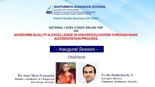 NAAC FDP INAUGURAL SESSION – NBS NATIONAL LEVEL 5 DAYS ONLINE FDP JANUARY 2022 [upl. by Nodarse]