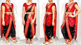 5 METER COTTON SAREE DRAPING IN NEW DHOTI STYLE SAREEDHOTI SAREE KAISE PAHNEHINDI [upl. by Hughett82]