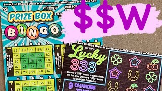 Scratching one LUCKY 333 and one PRIZE BOX BINGO [upl. by Starbuck]