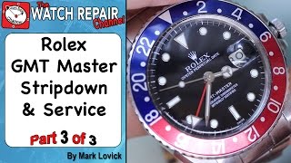 Part 3 of 3 Rolex 3075 GMT Master full strip down service  Watch Repair Tutorial [upl. by Burkhart]