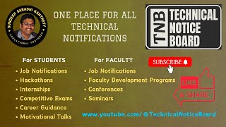 Technical Notice Board  TNB  New YouTube Channel having Notifications of all Technical Events [upl. by Ajdan]