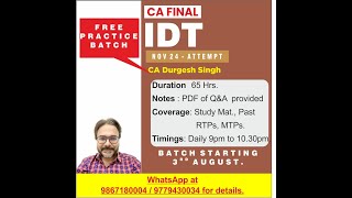 ITC BLOCKED CREDIT ENGLISH IDT FREE PRACTICE BATCH [upl. by Rosner]