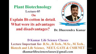 Plant Biotech Bt cotton Explain Btcotton advantages and disadvantages by Dr Dheerendra Kumar [upl. by Thgirw107]