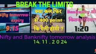 Banknifty analysis and nifty prediction today  14 11 2024 [upl. by Esinert]