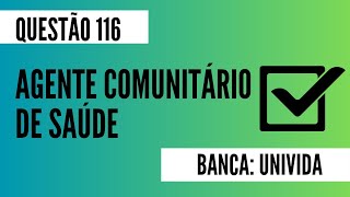 Questão 116  Agente Comunitário de Saúde  Sífilis  UNIVIDA [upl. by Lunetta]