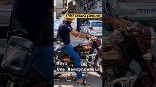 Royal Enfield Bullet Stock Exhaust Vs INDORI Exhaust Cat or Decat⁉️🎧Headphones Recommended [upl. by Anwahsat]