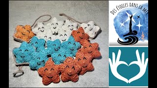 Tuto porte clé étoile au crochet vidéo solidaire desetoilesdanslamer [upl. by Yevreh312]