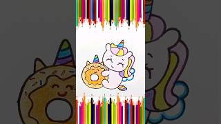 Unicorn Donut 🦄🍩 Drawing and Pencil Coloring for Kids and Toddlers Easy Step by Step shorts [upl. by Cathrin834]