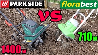 Bineuse électrique LIDL PARKSIDE 1400W  versus FLORABEST 710w Tiller Gartenkultivator [upl. by Anisirhc60]