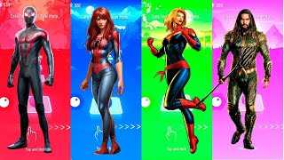 Epic Tiles Hop EDM Rush Showdown Miles Morales vs Mari Jane vs Carol Danvers vs Aquaman [upl. by Wehner]