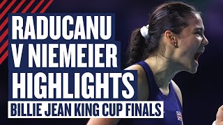 Highlights  Raducanu v Niemeier  GB v Germany  Billie Jean King Cup Finals 2024  LTA [upl. by Adelle923]