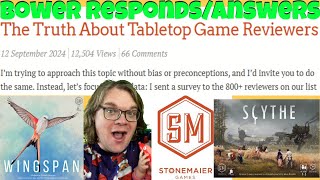 The Truth About Tabletop Game Reviewers  Bower Responds to Jamey Stegmaier of Stonemaier Games [upl. by Imled]