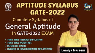 Complete Aptitude Syllabus for GATE2022 Exam  Topic wise Discussion  Reference Books  All Detail [upl. by Anayra514]