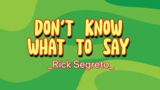 Dont Know What To Say  Rick Segreto Karaoke Version [upl. by Aerehs454]