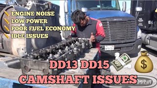 DD13 DD15 ENGINE PROBLEMS CAMSHAFT LOBE FAIL OUT OF TIMING [upl. by Anaer]