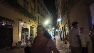 RAW Late summer night walking tour of Montpellier France 82124 [upl. by Marriott]