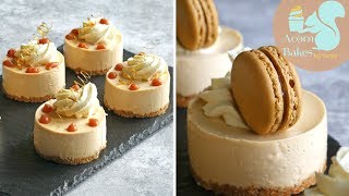 MINI SALTED CARAMEL CHEESECAKES 2x Designs amp SPUN SUGAR TUTORIAL  Acorn Bakes [upl. by Ortrude]