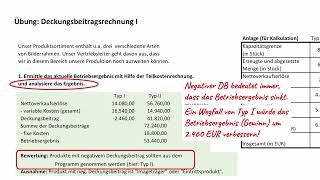 Deckungsbeitrag I  Sortimentsbewertung Zusatzauftrag Preisuntergrenze SchrittfürSchritt [upl. by Ylatfen217]