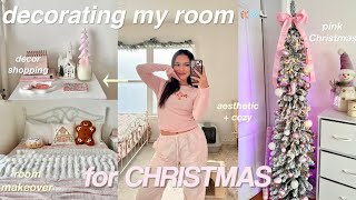 CHRISTMAS ROOM MAKEOVER 🩰❄️ decor shopping haul decorate wme  room tour [upl. by Stuart]