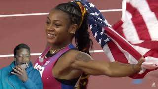 Shaccari Richardson Wins Track And Field 2023 100M world Championship Reaction [upl. by Baxter374]