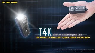 Worlds Smallest 4000 Lumen Flashlight  Nitecore T4K  USBC Rechargeable EDC Keychain Light [upl. by Sibby472]