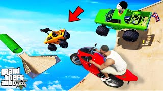 FRANKLIN TRIED IMPOSSIBLE LIMOUSINE CAR JUMP PARKOUR RAMP CHALLENGE GTA 5  SHINCHAN and CHOP GOKU [upl. by Cummins62]